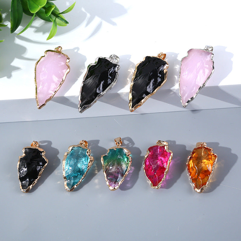 Colorful Artificial Crystal Arrow Heart-shaped Square Brim Pendants