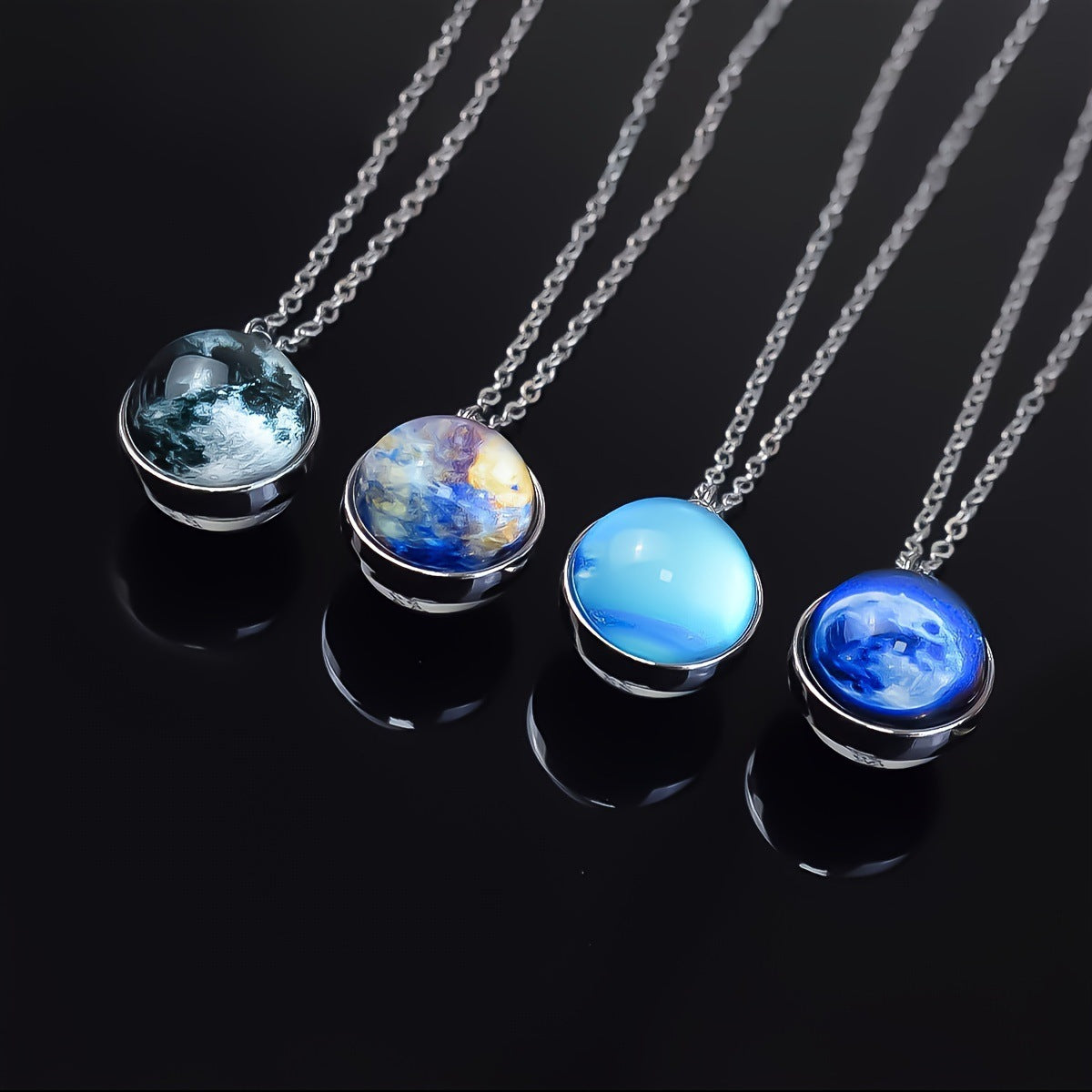 System Galaxy Nebula Double-sided Time Stone Necklace