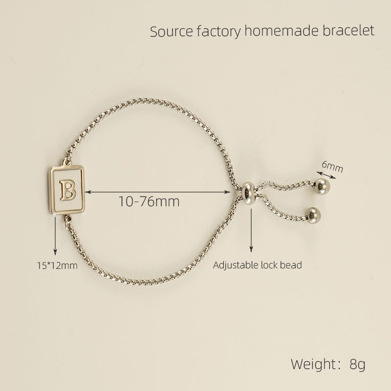 Women's Titanium Steel Natural Shell Fashion Simple Letter Bracelets