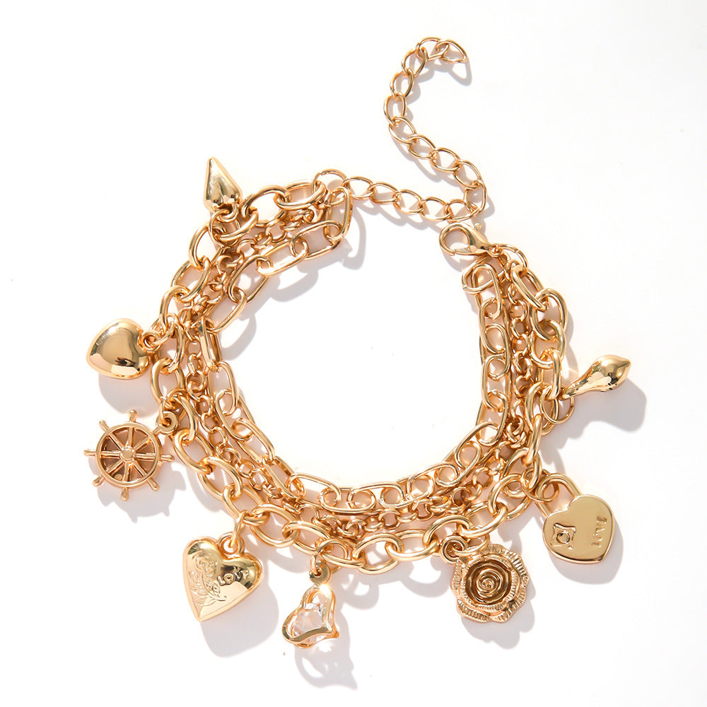 Women's Advanced Texture Love With Diamond Duo Bracelets