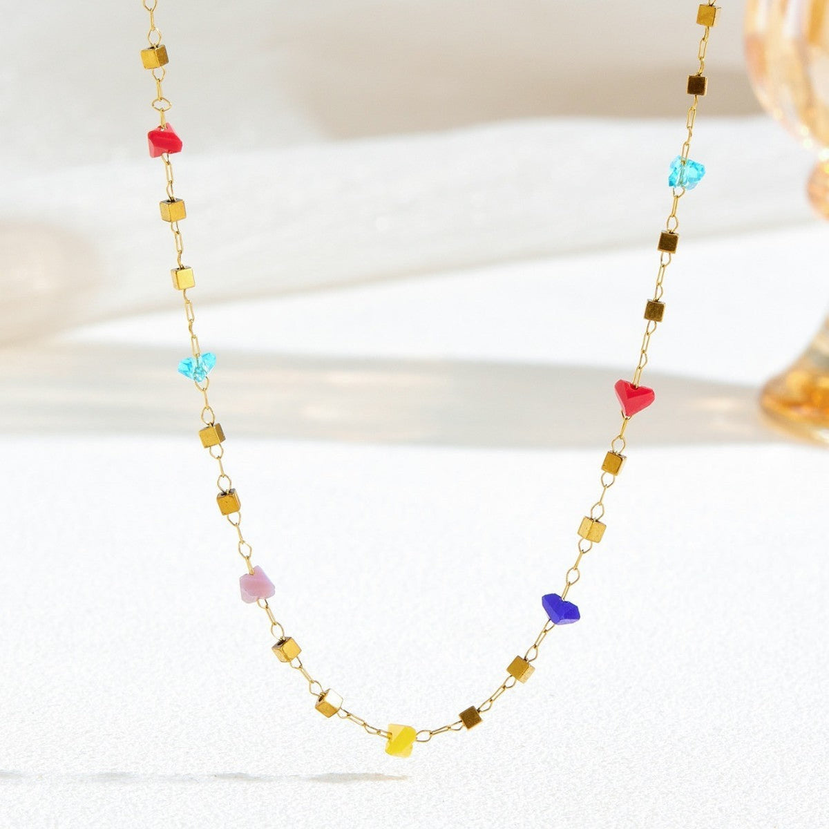 Women's High-grade Stainless Steel Inlaid Zircon Square Necklaces