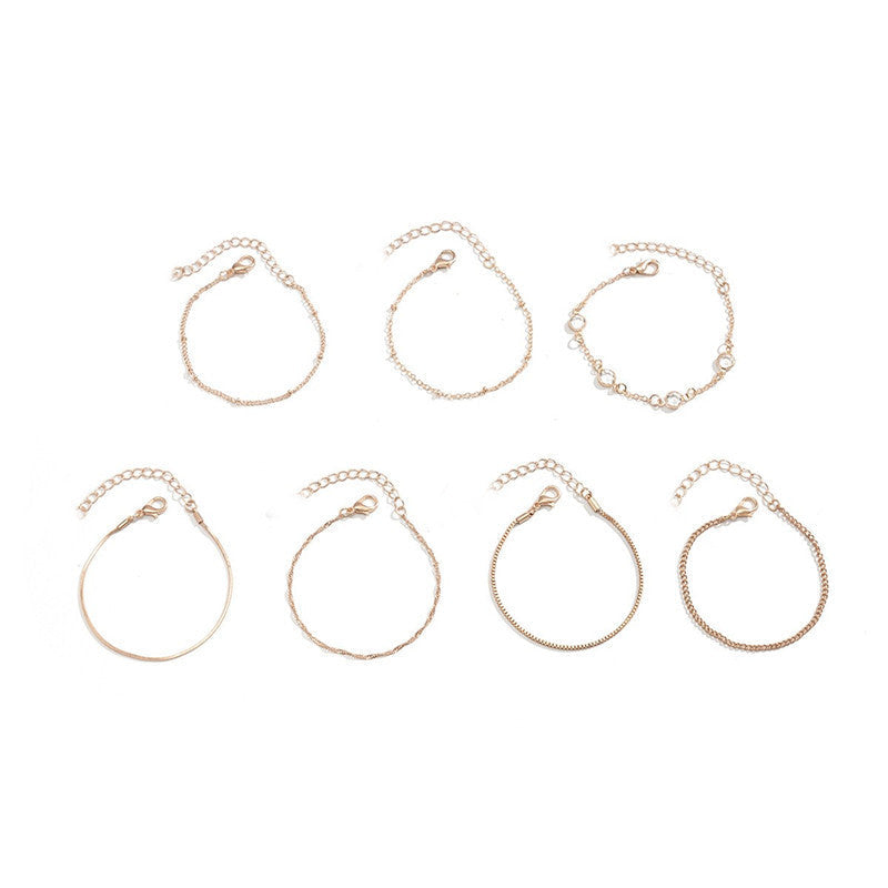 Women's Thin Chain Mix Match Snake Bones Box Bracelet