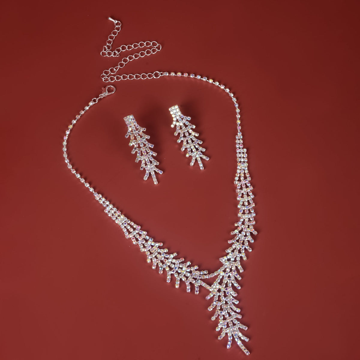 Women's Rhinestone Feather Suit Fashion Wedding Jewelry Set