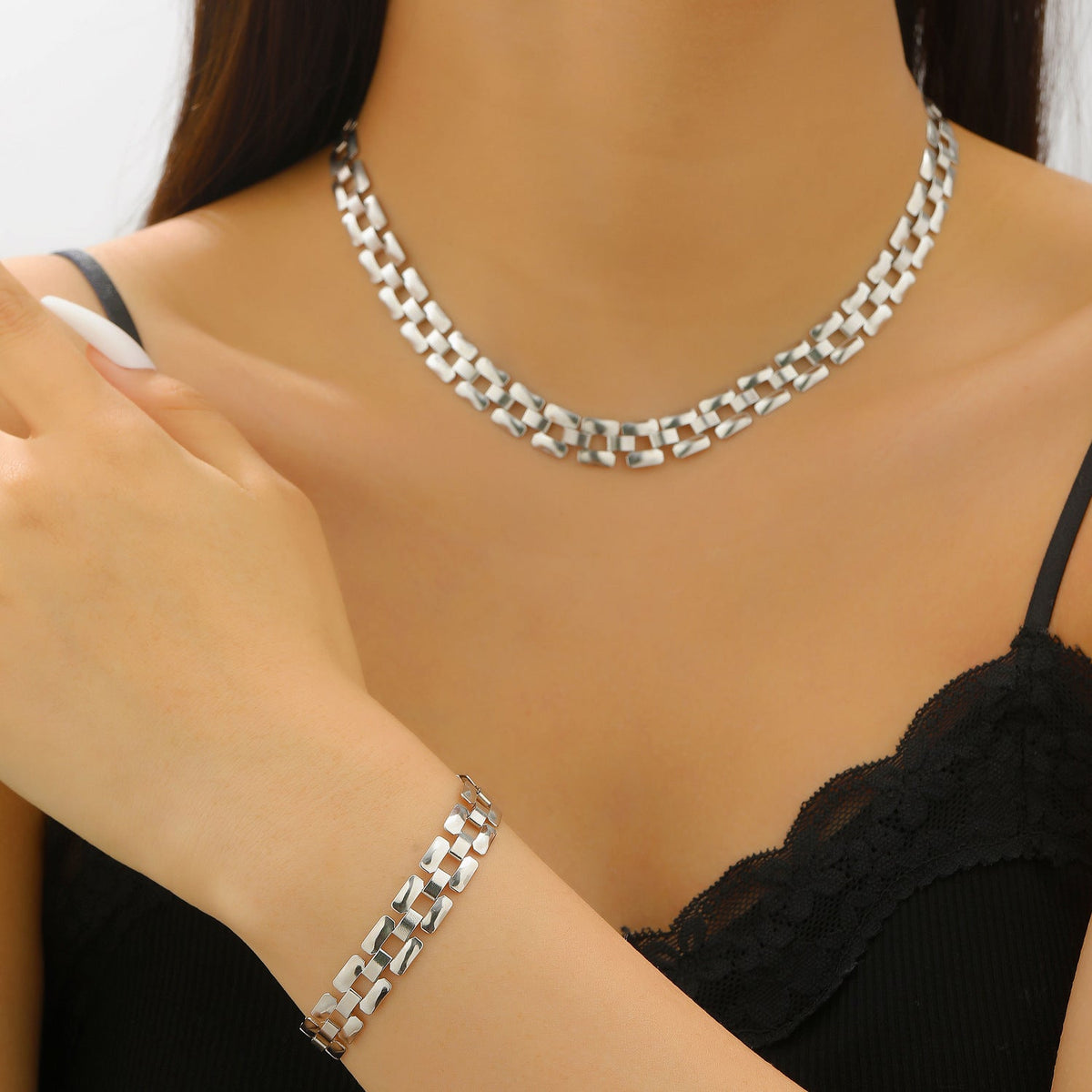 Women's Fashion Y-shaped Watch Clavicle Chain Stacked Strap Length Sweater Rings
