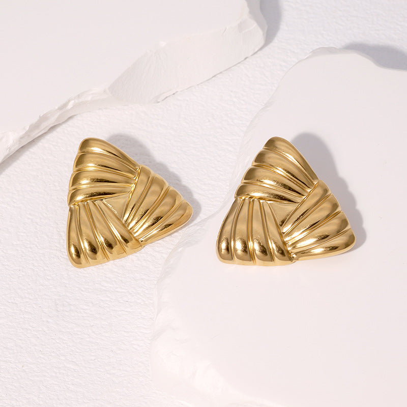 Titanium Steel Ear Retro Temperamental Minority Triangle High-grade Stud Earrings