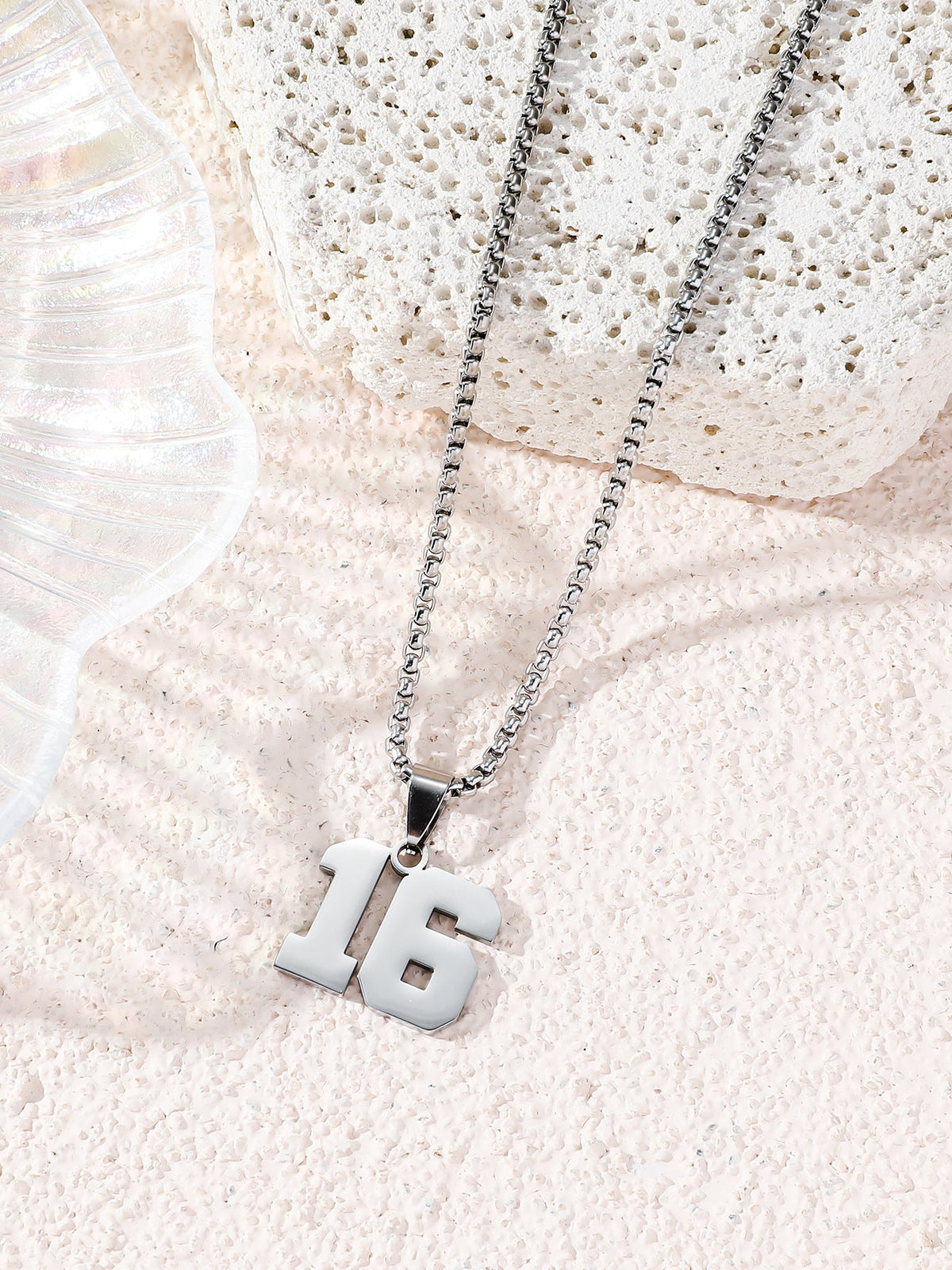 Fashion Stainless Steel Double-sided Digital Male Female Personality Hip Hop Necklaces