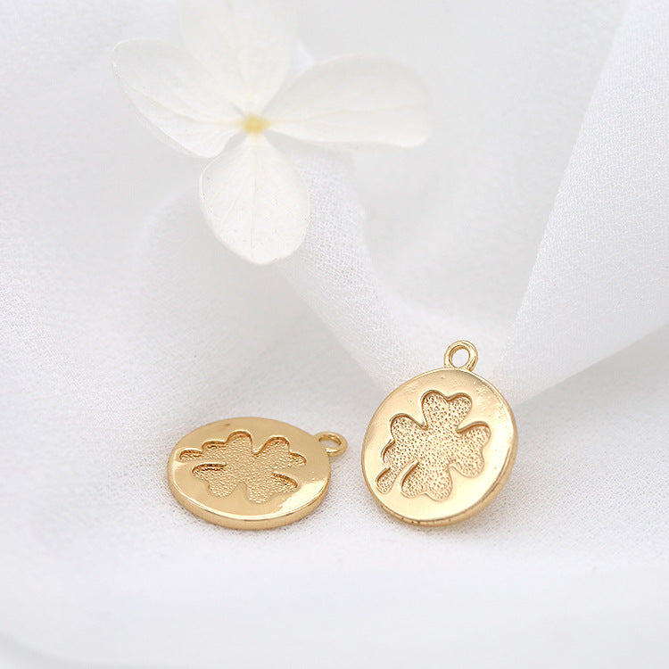 Pure Copper Gold-plated Round Tag Simple Pendant