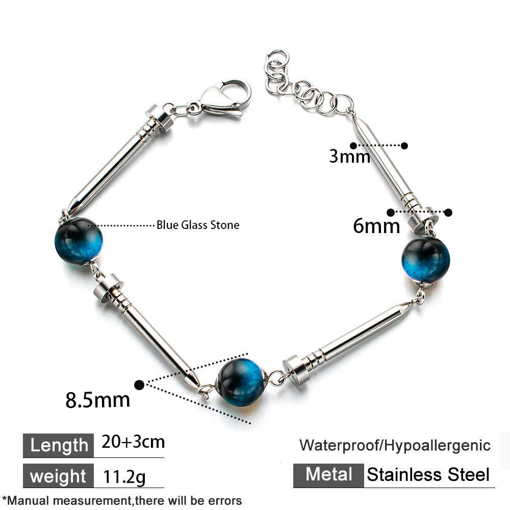 Wind Design Stainless Steel Nail With Natural Bracelet