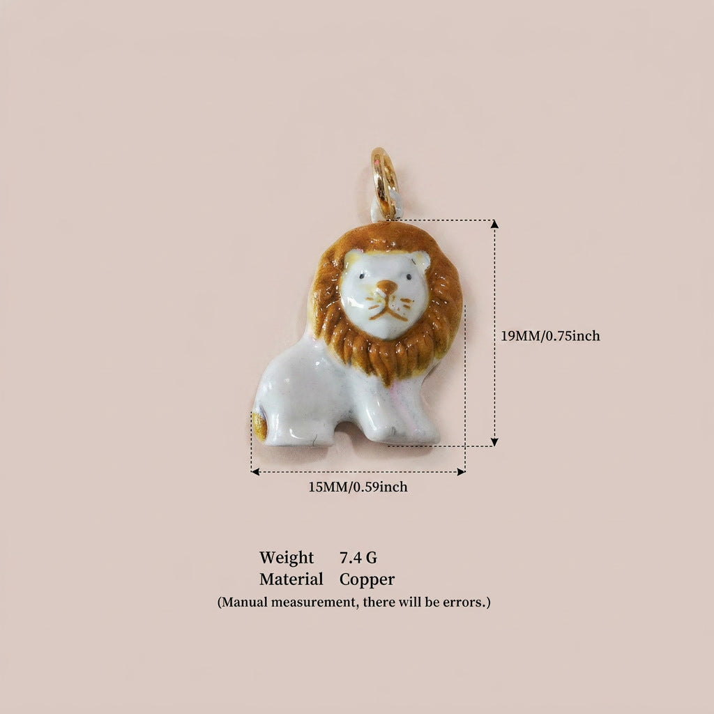 Animal Park Series Lion Dripping Oil Painted Pendants