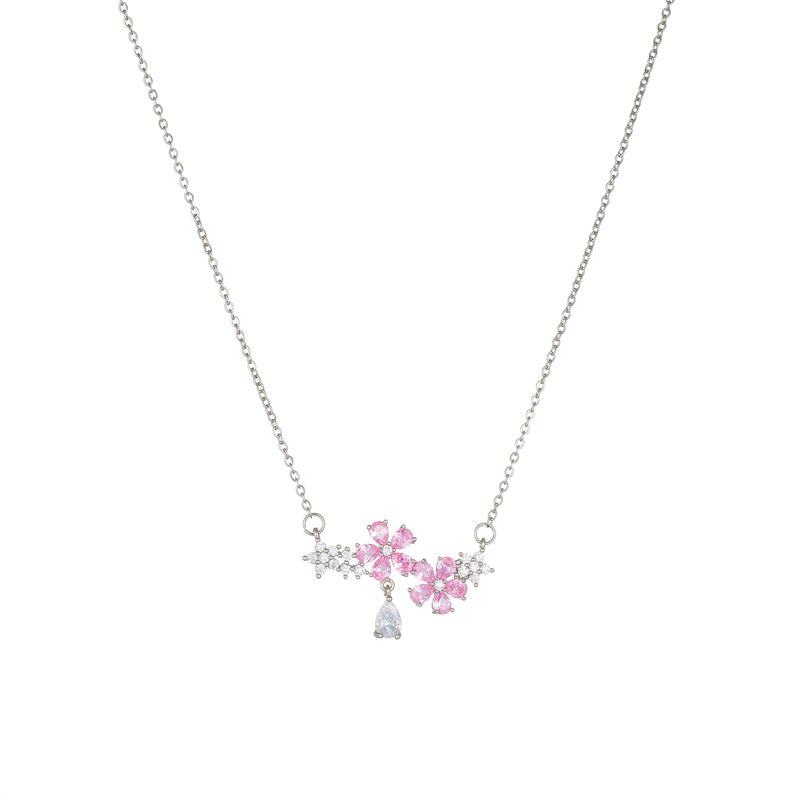 Women's Sweet Style Wisteria Peach Blossom Light Necklaces