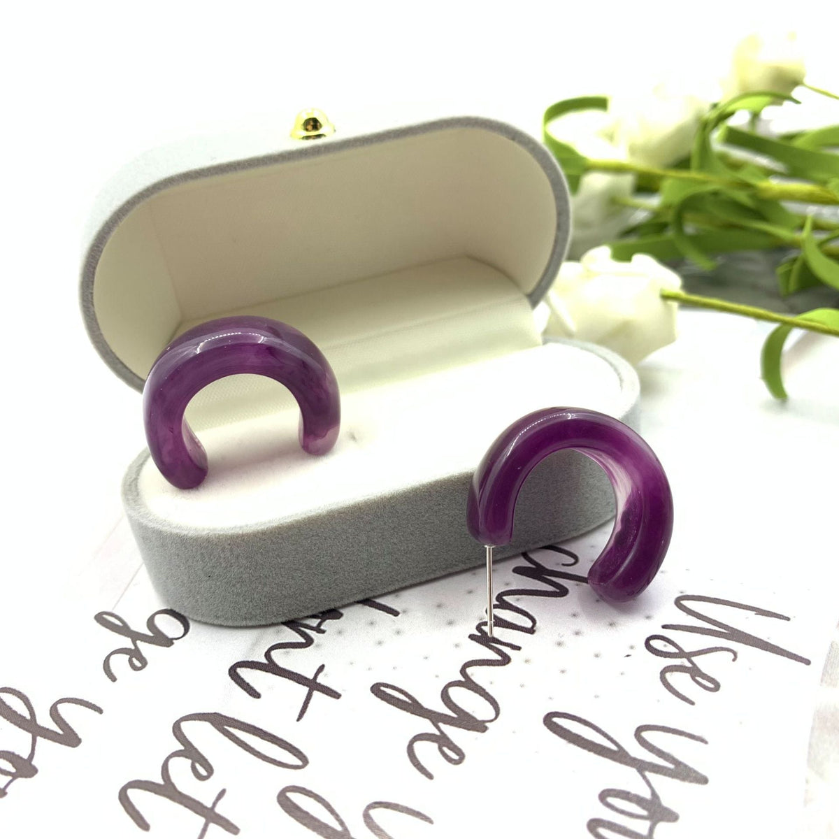 Purple Retro Personalized Style Acrylic Minimalist Stud Earrings