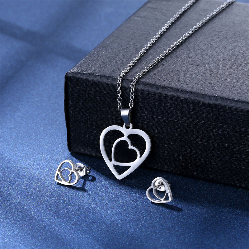 Women's Stainless Steel Suite Fashion Geometry Pattern Animal Love Jewelry Set