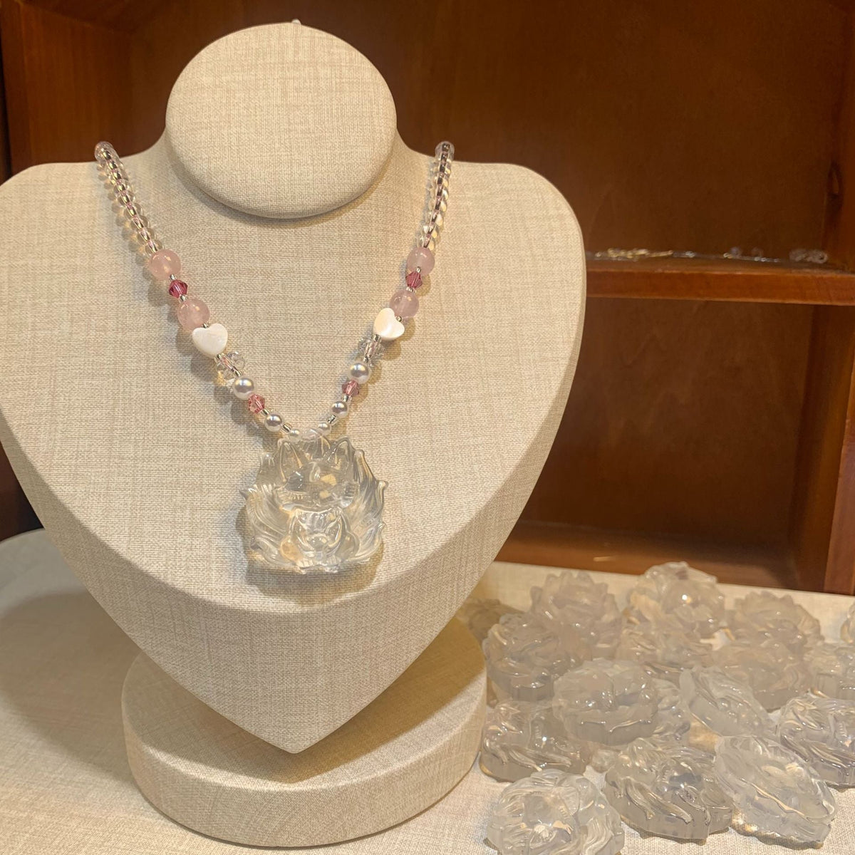 Women's Frosted Blossom Nine Tail Fox Chinese Handmade Exquisite Necklace