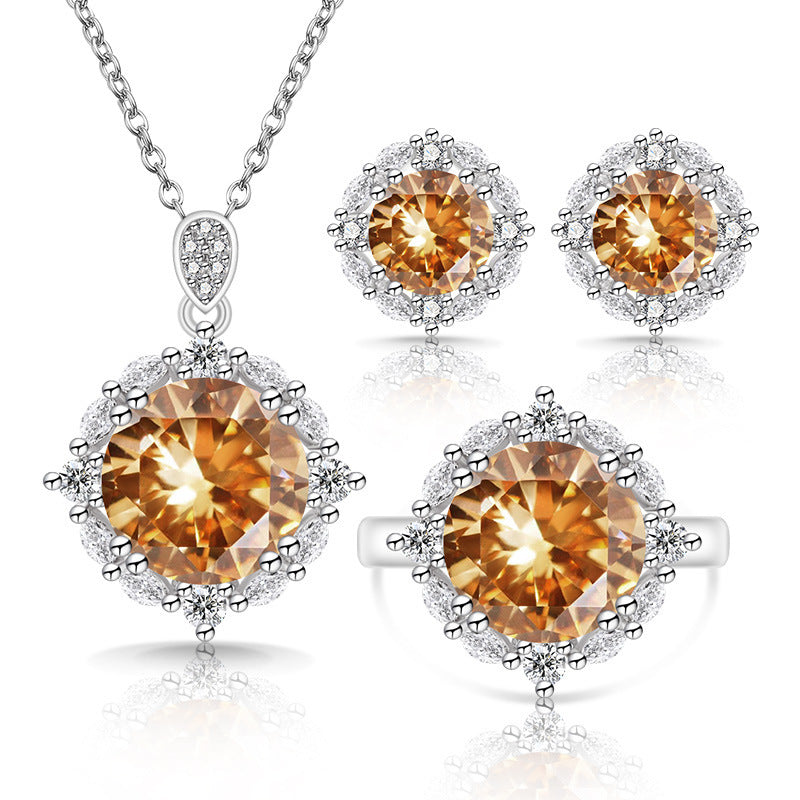 Women's Live Broadcast Colored Gems Luxury Gemstone Jewelry Set