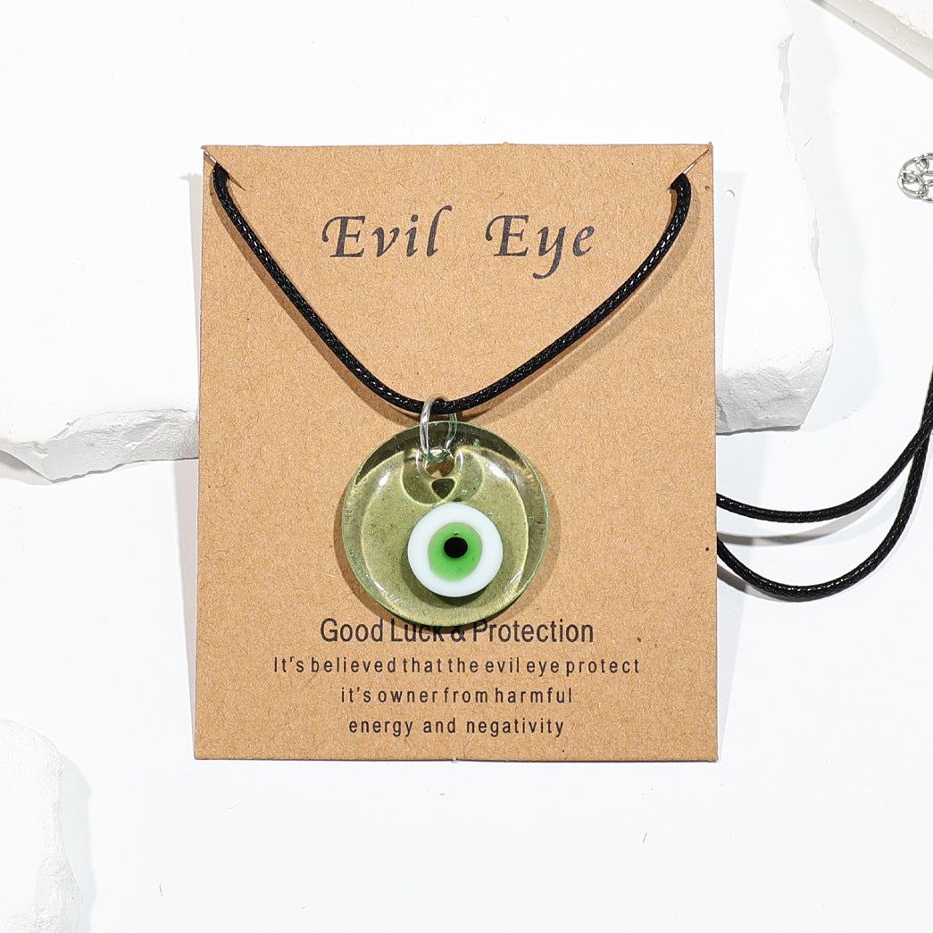 Vintage Blue Glass Devil's Eye Round Necklaces
