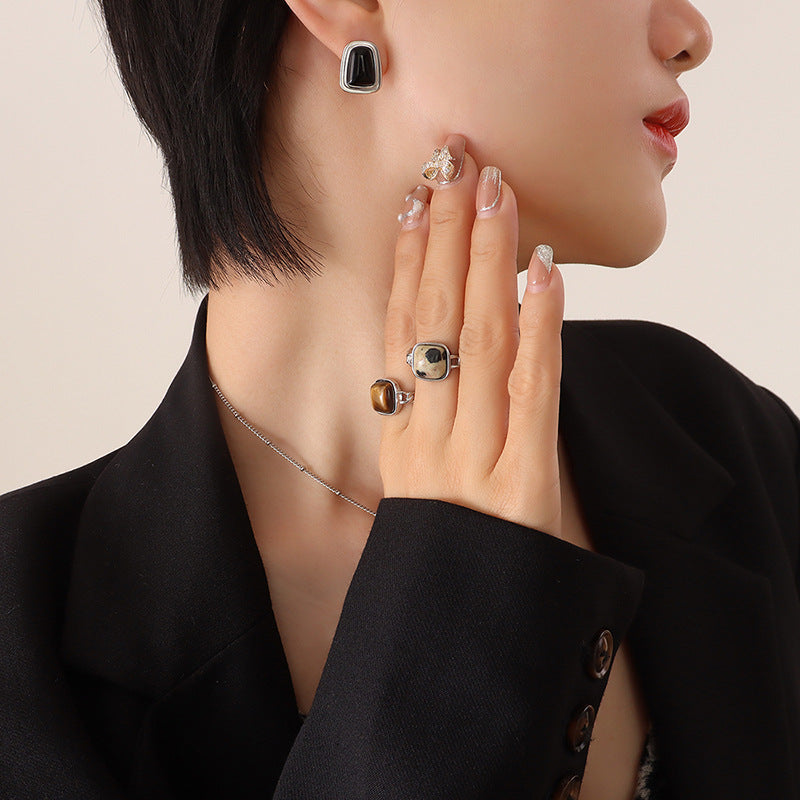 Women's Exaggerated Colorful Opal Design Fashion Titanium Jewelry Set