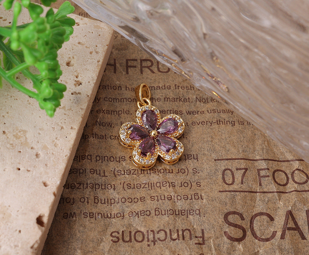 Women's Diamond Light Luxury Full Zircon Flower For Niche Design Pendant