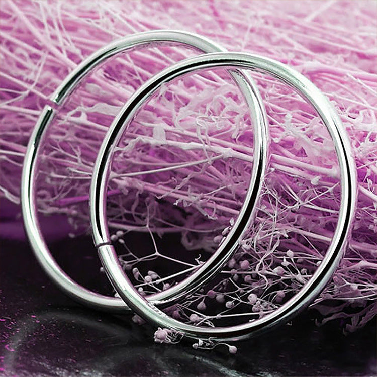 Women's & Men's Glossy Fashion Sier-plated Solid Version Bracelets