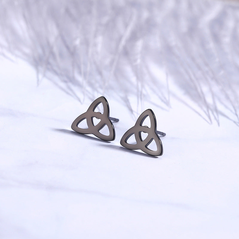Cutting Real Gold Plating No Fading Allergy Celtic Knot Stud Earrings