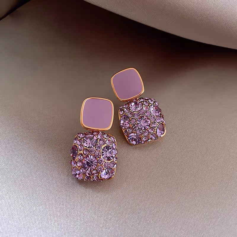French Royal Style Zircon Geometric Flower Light Luxury High-grade Earrings