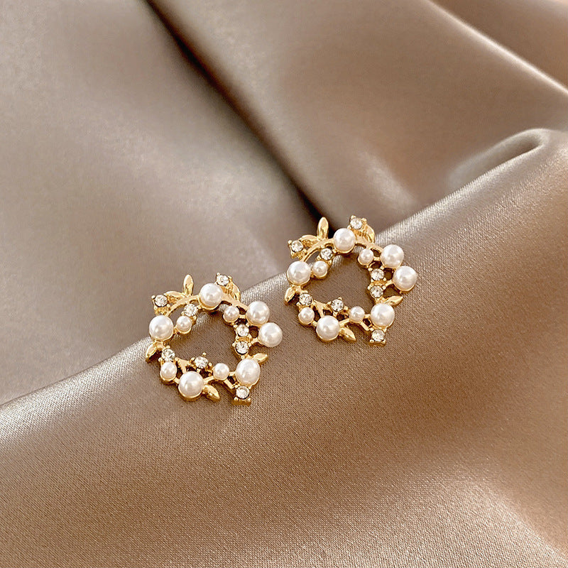 Style Flower Pearl Female Personality Simple Trendy Summer Mori Earrings