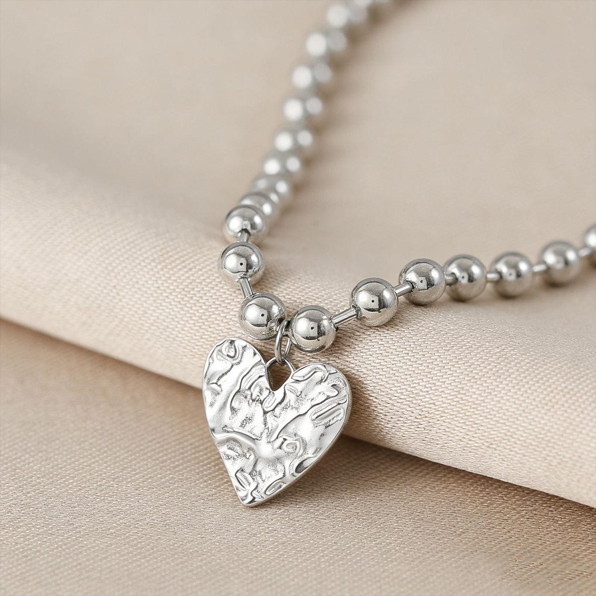 Irregular Heart Stainless Steel Round Beads Hot Pendant