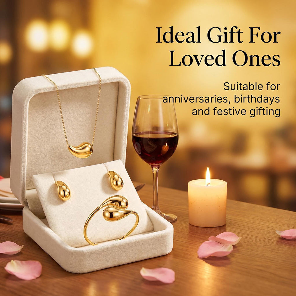 Advanced Design Gold Drop Elegant Titanium Rings