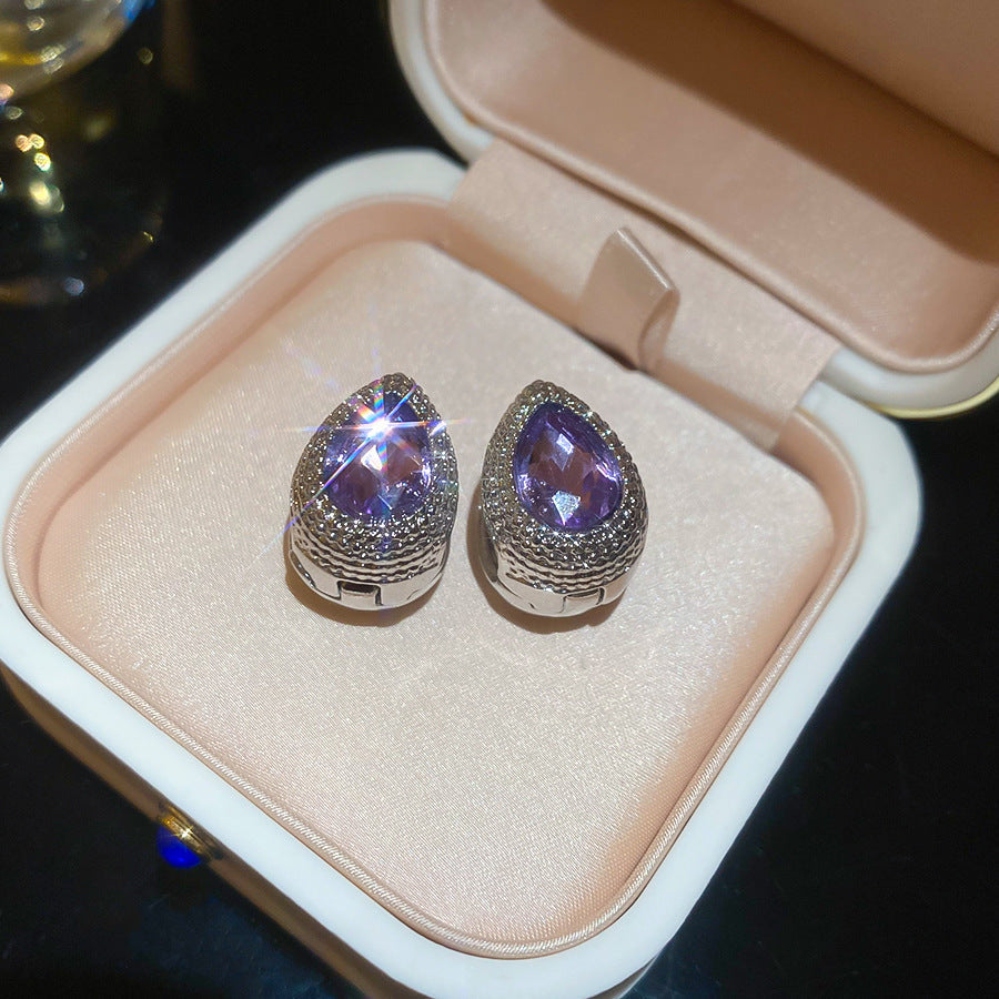 French Royal Style Zircon Geometric Flower Light Luxury High-grade Earrings