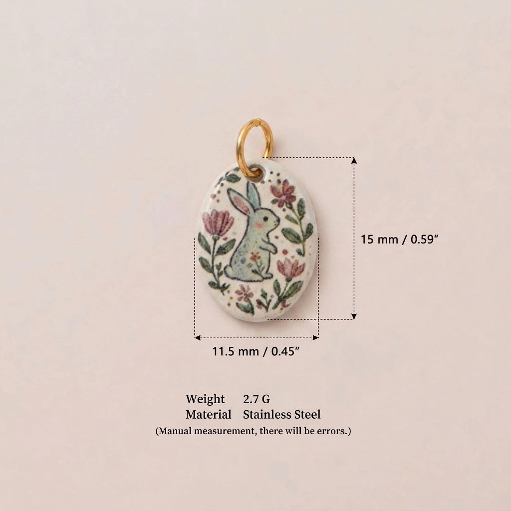 Cartoon Rabbit Long Star Printing Series Gold Color Pendants