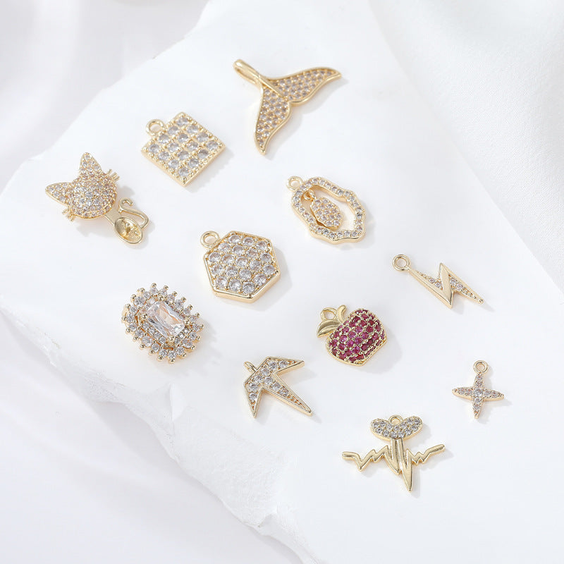 Copper Plating Zircon Small Cute Fishtail Pendants