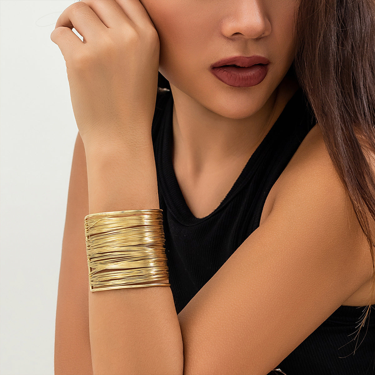 Women's Brushed Open Electroplated Personality Sweet Cool Style Bracelets