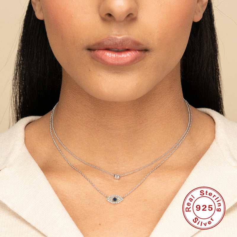 Sterling Sier Classic Style Blue Eyes Necklaces