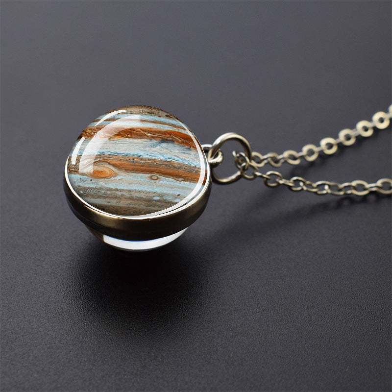 System Galaxy Nebula Double-sided Time Stone Necklace