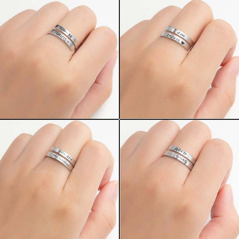 Korean Style Stainless Steel Letters Niche Retro Distressed English Double Bracelets