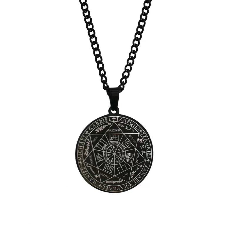 Titanium Steel Rune Seven Angel Seal Religious Scriptures Pendant