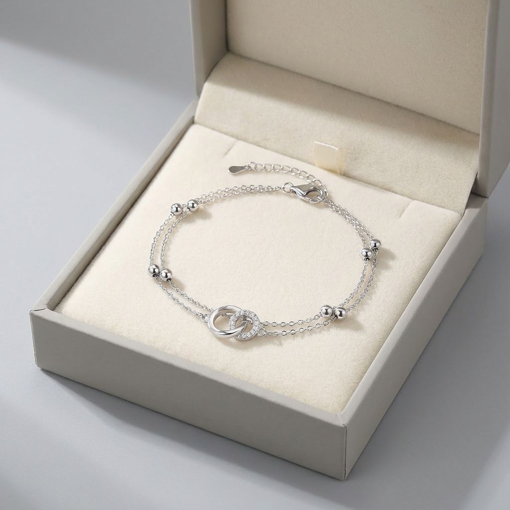 Wind Double Spacer Beads Layer Female Personality Fashion Shining Diamond Bracelet