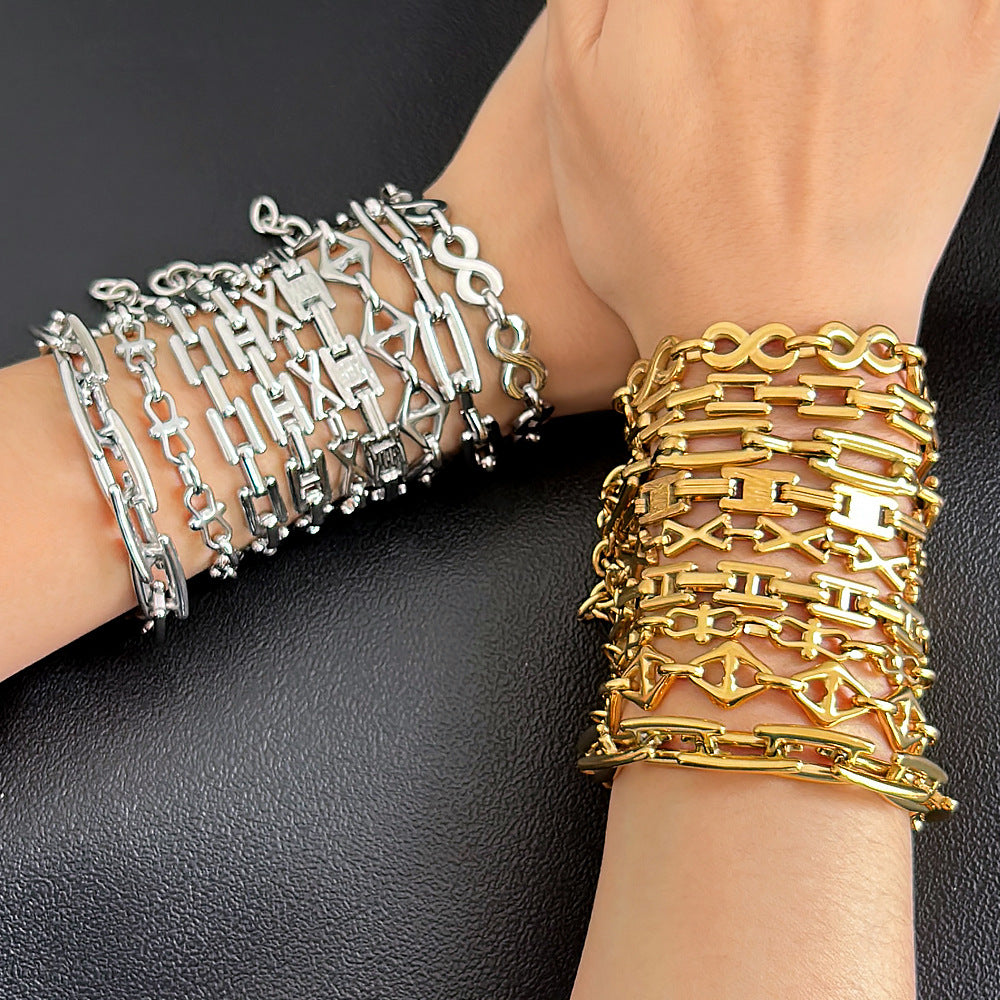 Trendy Stainless Gold Handmade Chain Waterproof Jewelry Set