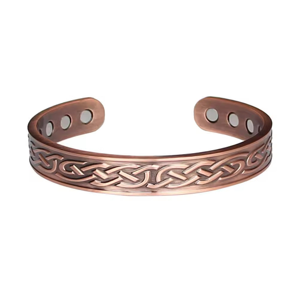 Women's & Men's Retro Red Copper Fashion Personality Striped Magnet Water Bracelet