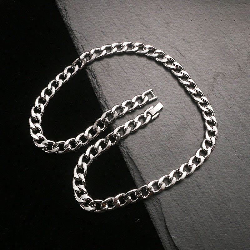 Titanium Steel Cuban Male Female Trendy Clavicle Chain Hip Hop Pendant