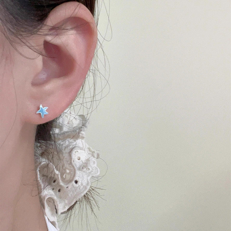 Sterling Sier Mini Blue Starfish Female Fresh Style Rings