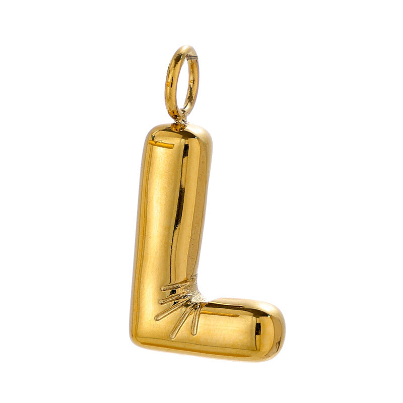 Chubby Bubble English Letter Titanium Steel Gold Pendant