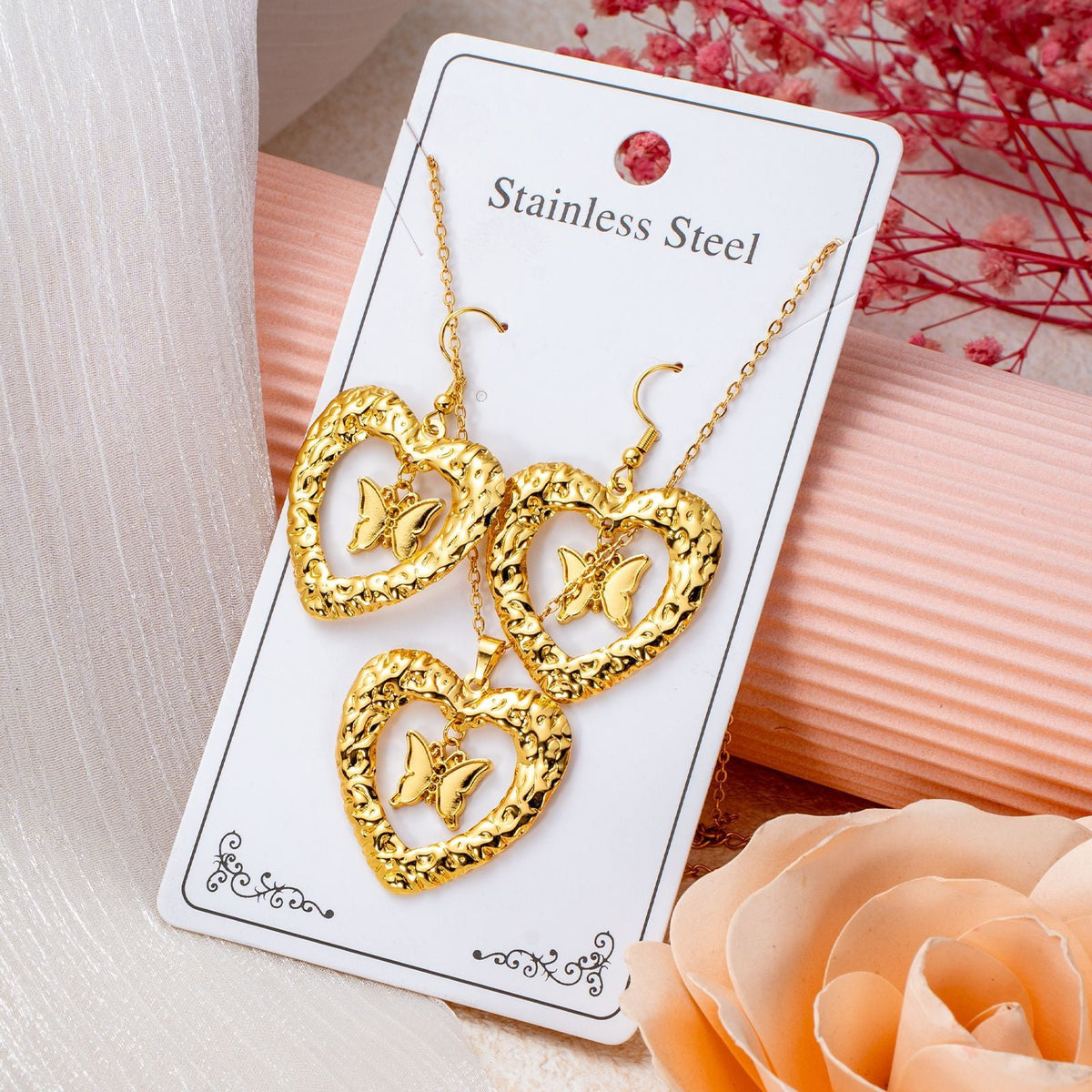Series Stainless Steel Ear Light Luxury Jewelry Set