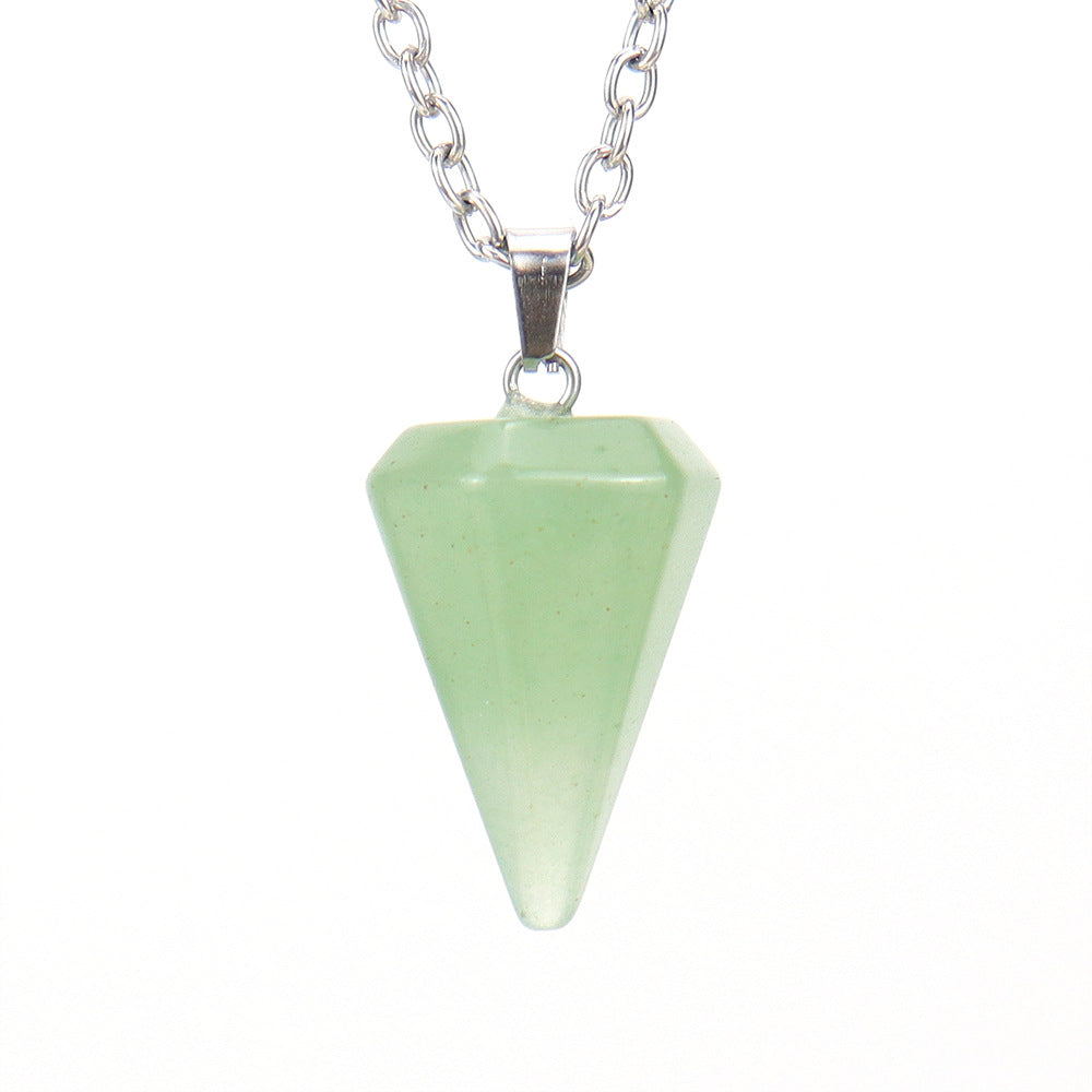 Stone Crystal Faceted Tapered Hexagon Prism Bullet Necklaces