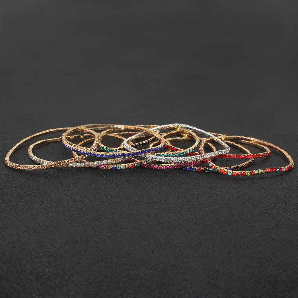 Row Stretch Thin Claw Chain Rhinestone Crystal Bracelets