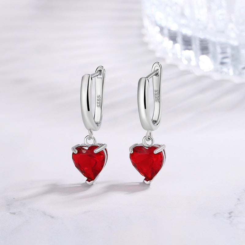 Elegant Heart Zircon Heart-shaped Tassel Long Earrings