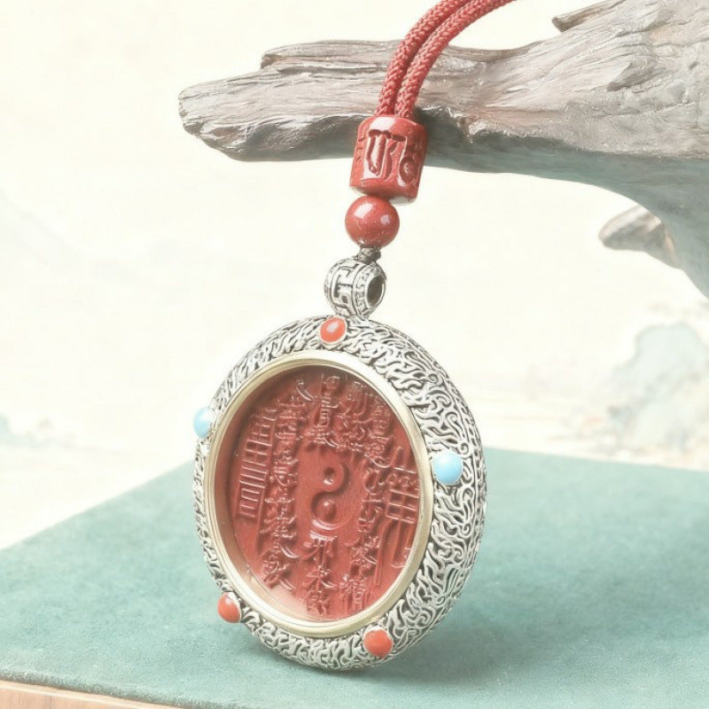 Raw Ore Cinnabar Mountain Ghost Spending Money Rotating Tibetan Pendants