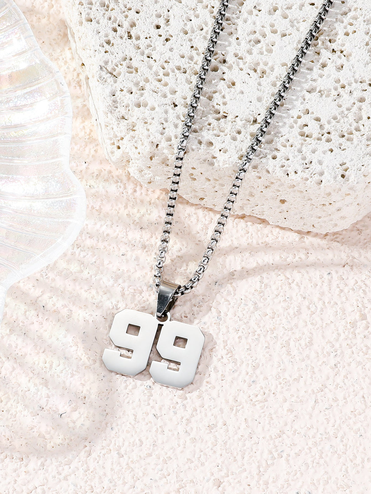 Fashion Stainless Steel Double-sided Digital Male Female Personality Hip Hop Necklaces