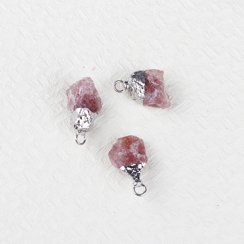 Natural Amethyst Rock Sier Gilded Hemming Irregular Pendants