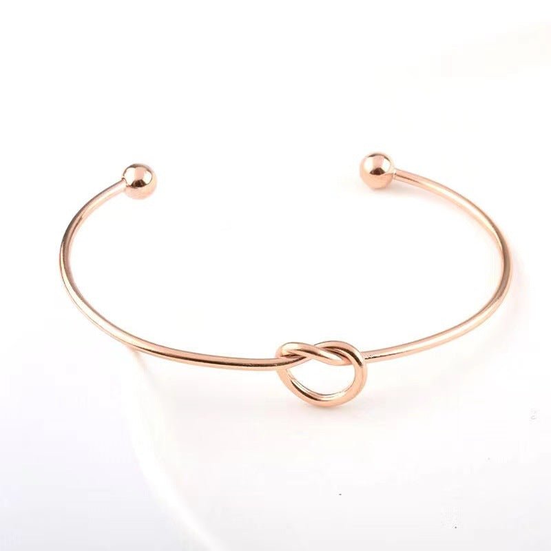 Steel Fashion Simple Heart-shaped Knotted Opening Bracelets