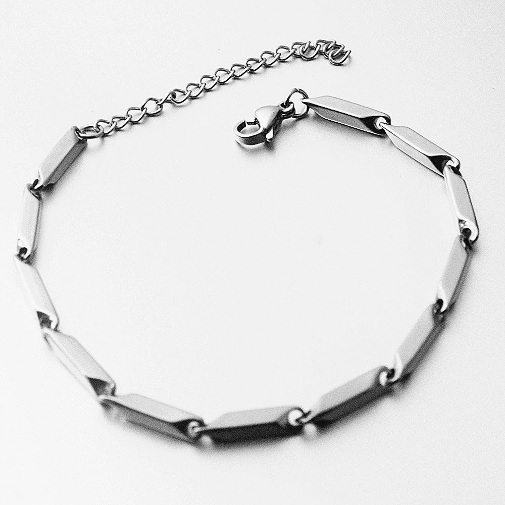 Men's & Women's Titanium Steel Diamond Lines Simple Couple Melon Seed Hip Bracelets